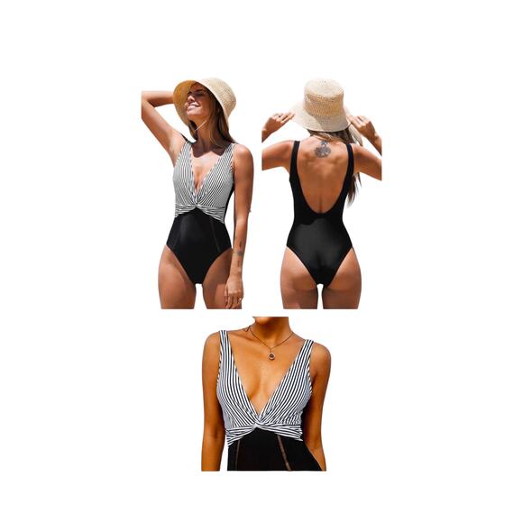 Cupshe Black and White One Piece Swimsuit Large - Picture 2 of 7